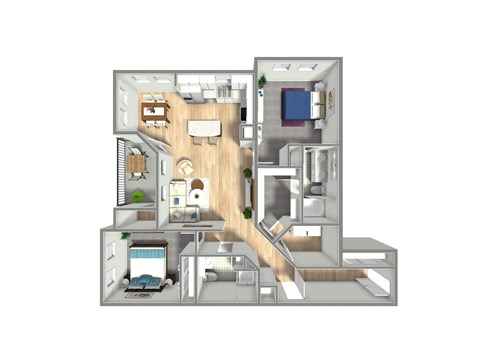 Floor plan for 2 beds, 2 baths, 1324 sqft